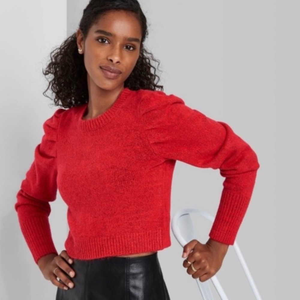 Wild Fable Red Puff Sleeve Sweater size Small